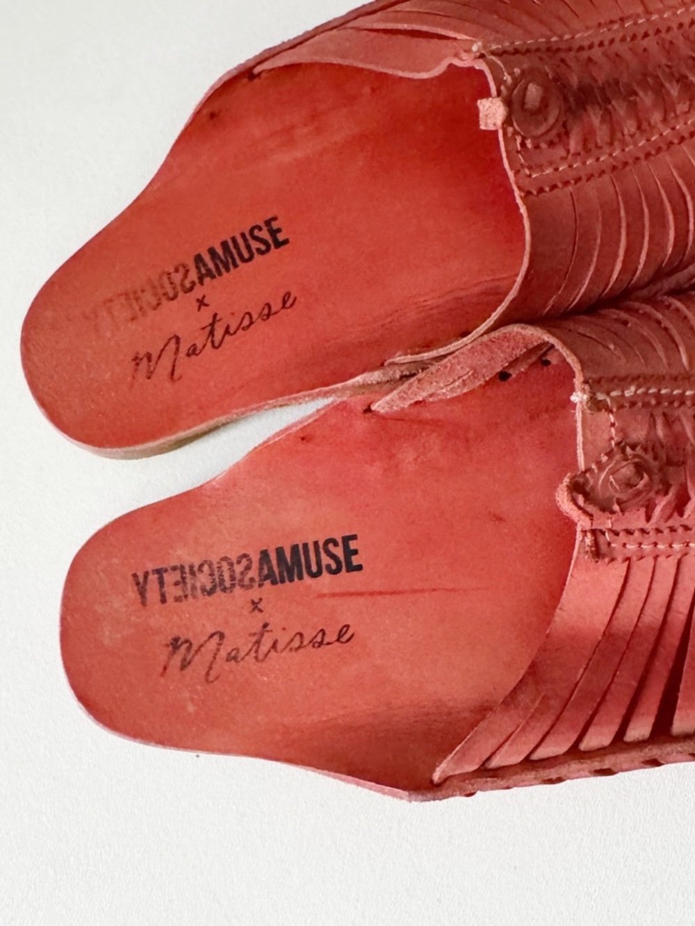 Matisse x Amuse Society Morocco Leather Mule Huarache 9 Artisan Red Boho Mexican - Picture 8 of 10